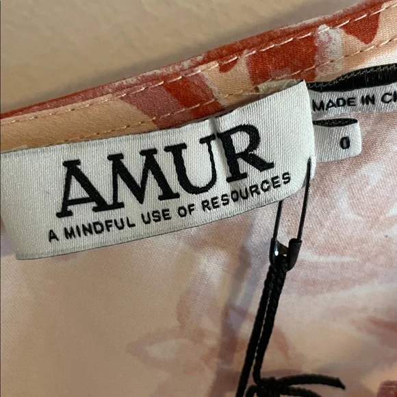 Amur Angela Mini Dress Women’s Size 0 Apricot Baroque Tile Organic Cotton NWT - Picture 10 of 14